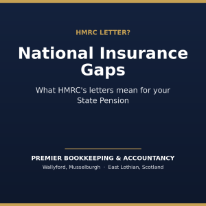 National Insurance gaps — HMRC letter graphic from Premier Bookkeeping and Accountancy