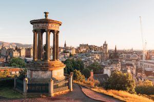 Edinburgh skyline at sunset, representing Scottish Income Tax